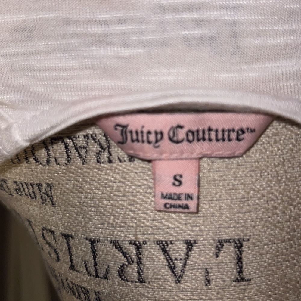 Juicy Couture white flutter open shoulder shortsleeve womens blouse Small shirt - Picture 6 of 6